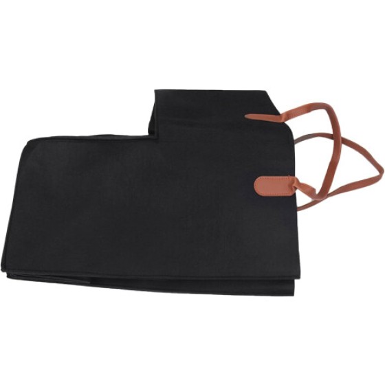 Stair Basket with Leather Handles, Foldable Felt Organizer for 16 Stairs, Black, Internal Support Design